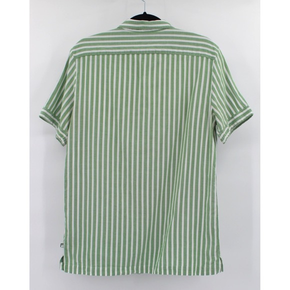 SCOTCH & SODA AMSTERDAM Shirt Mens Medium Green Striped Short Sleeve Button Up - Picture 3 of 11